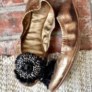 Tory Burch Metallic Bronze Flats